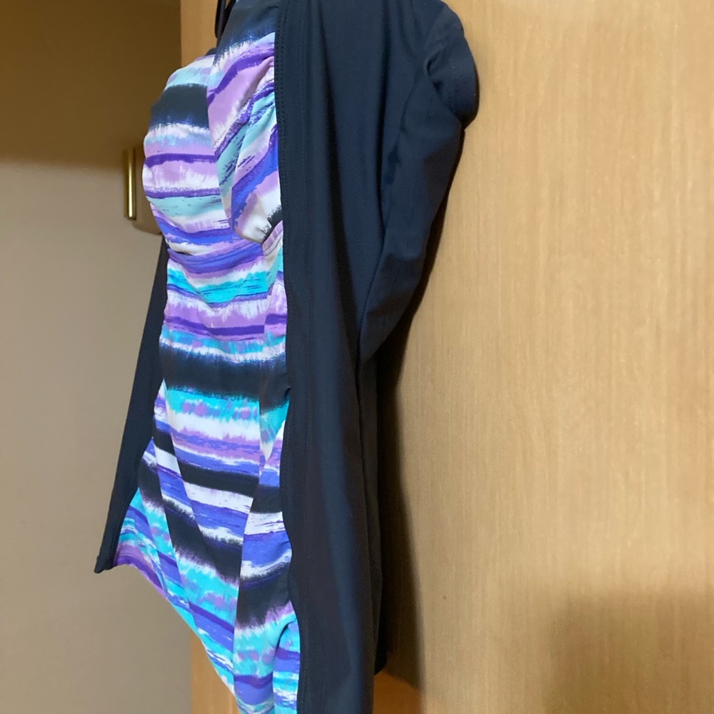 Free Country Blue Tankini 2X colorful with gray 20w/22w , never worn - Picture 2 of 10